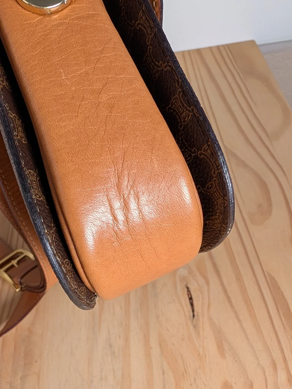 Authentic Vintage CELINE Macadam Crossbody/ Shoulder Bag Statement Gold Hardware